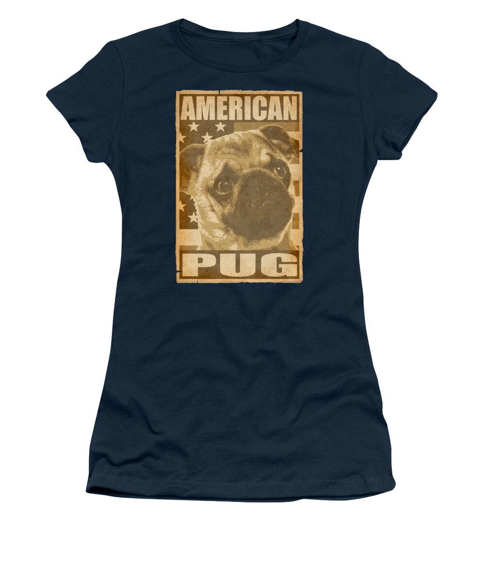 American Women's T-Shirt featuring the digital art American Pug Poster by Filip Schpindel