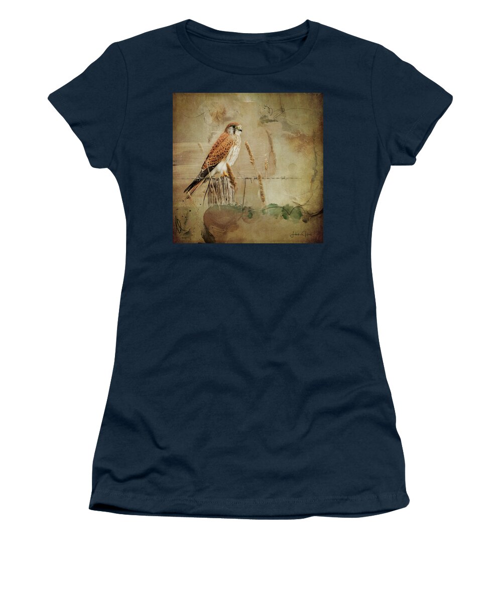 Nature Women's T-Shirt featuring the digital art Australian Kestrel #1 by Linda Lee Hall