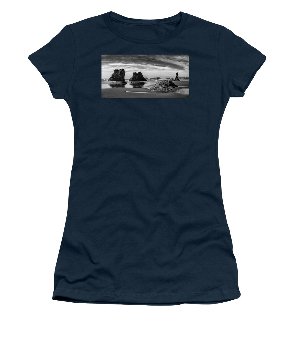 Rocks Women's T-Shirt featuring the photograph Bandon Beach #1 by Steven Clark