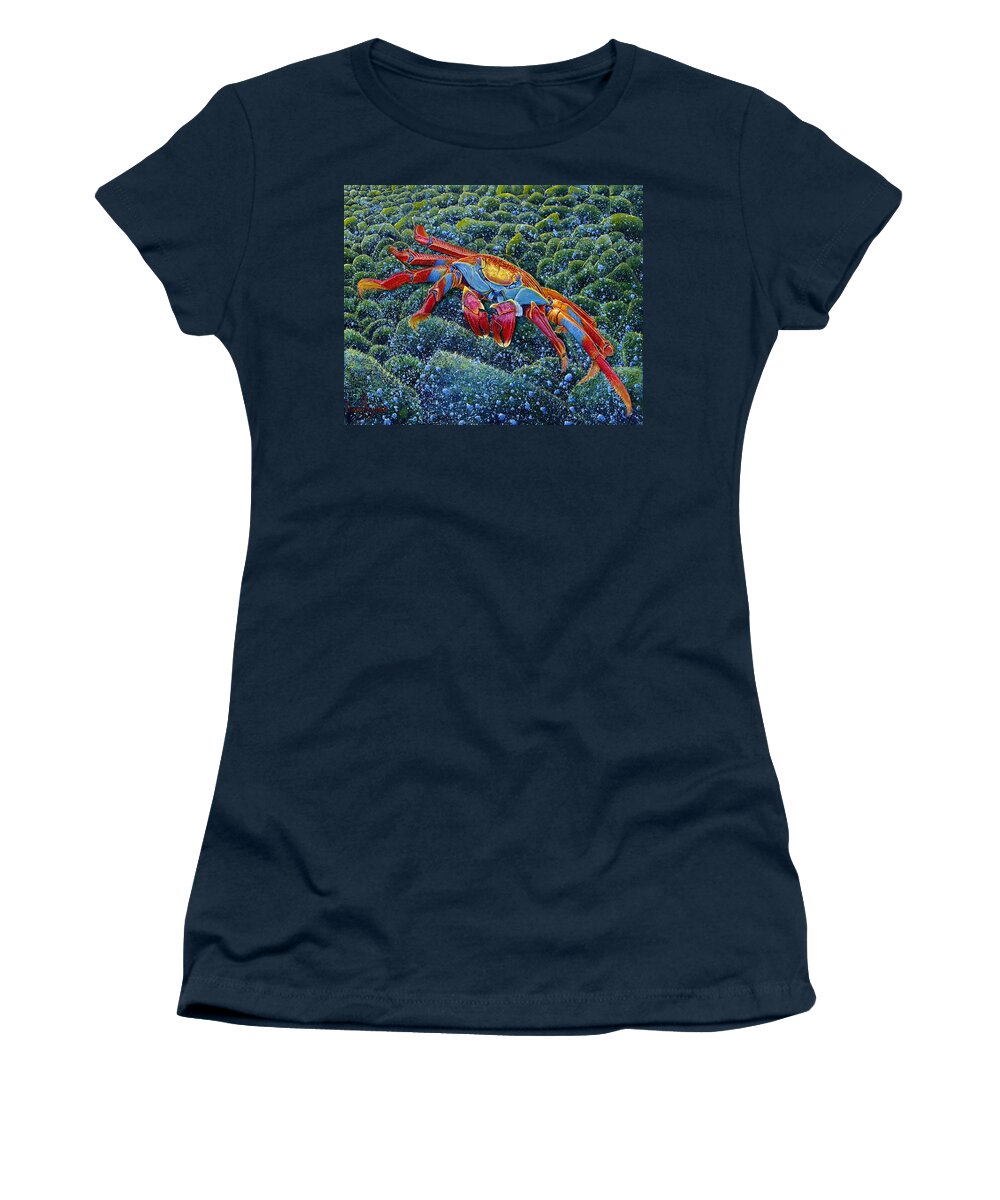 Crab Women's T-Shirt featuring the painting Beachcomber #1 by David Joyner