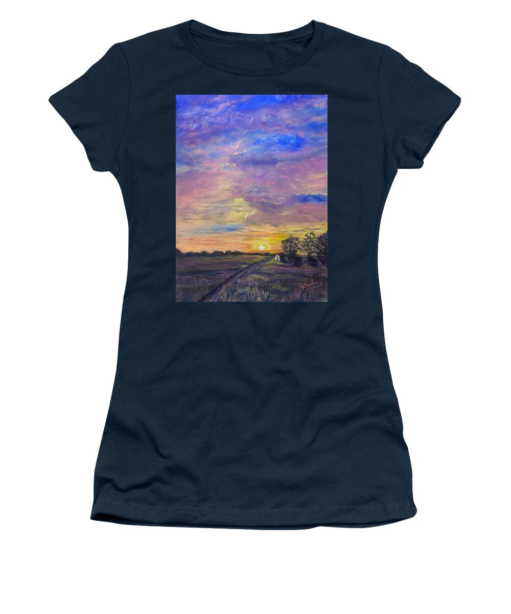 Landscape Women's T-Shirt featuring the painting Big Sky #1 by Jan Chesler