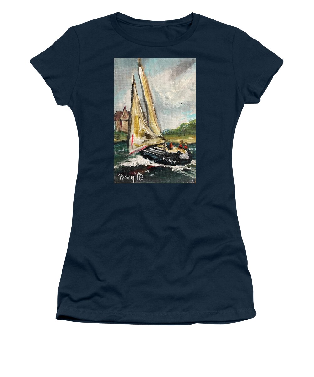 Cape Cod Women's T-Shirt featuring the painting Cape Sailing #1 by Roxy Rich