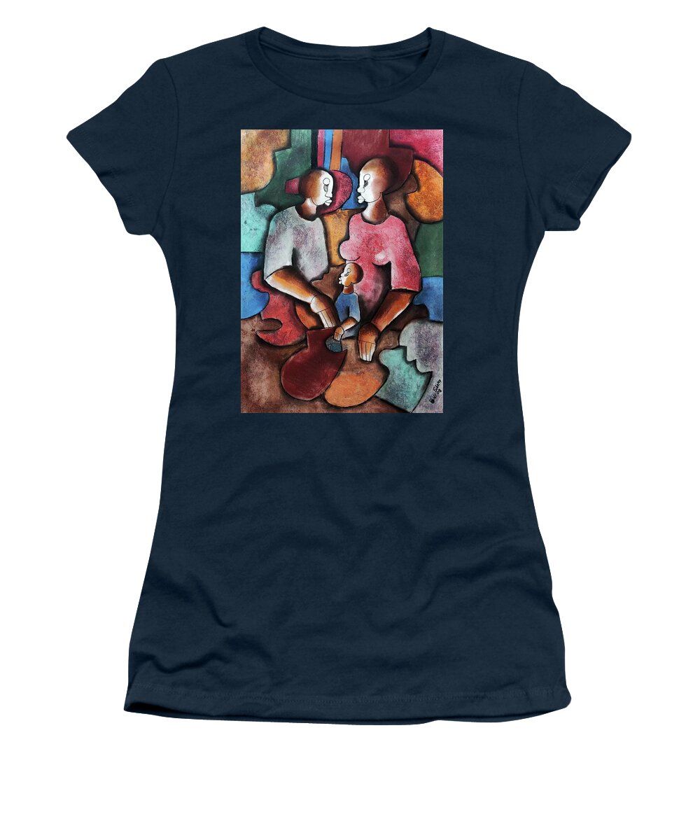 African Art Women's T-Shirt featuring the painting Circle of Love #1 by Peter Sibeko 1940-2013