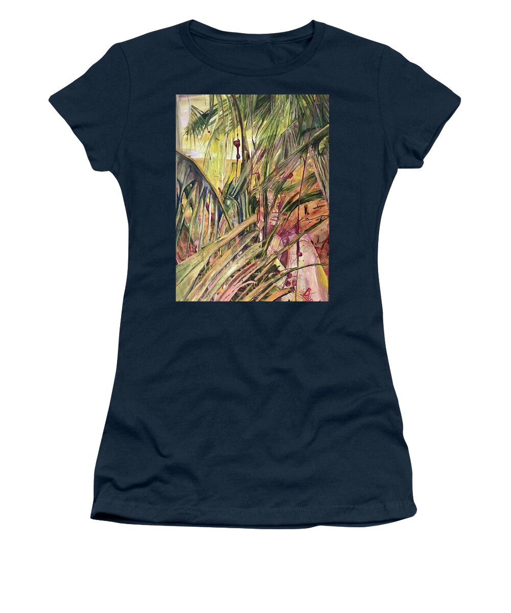 Palms Women's T-Shirt featuring the painting Come by Peggy Blood