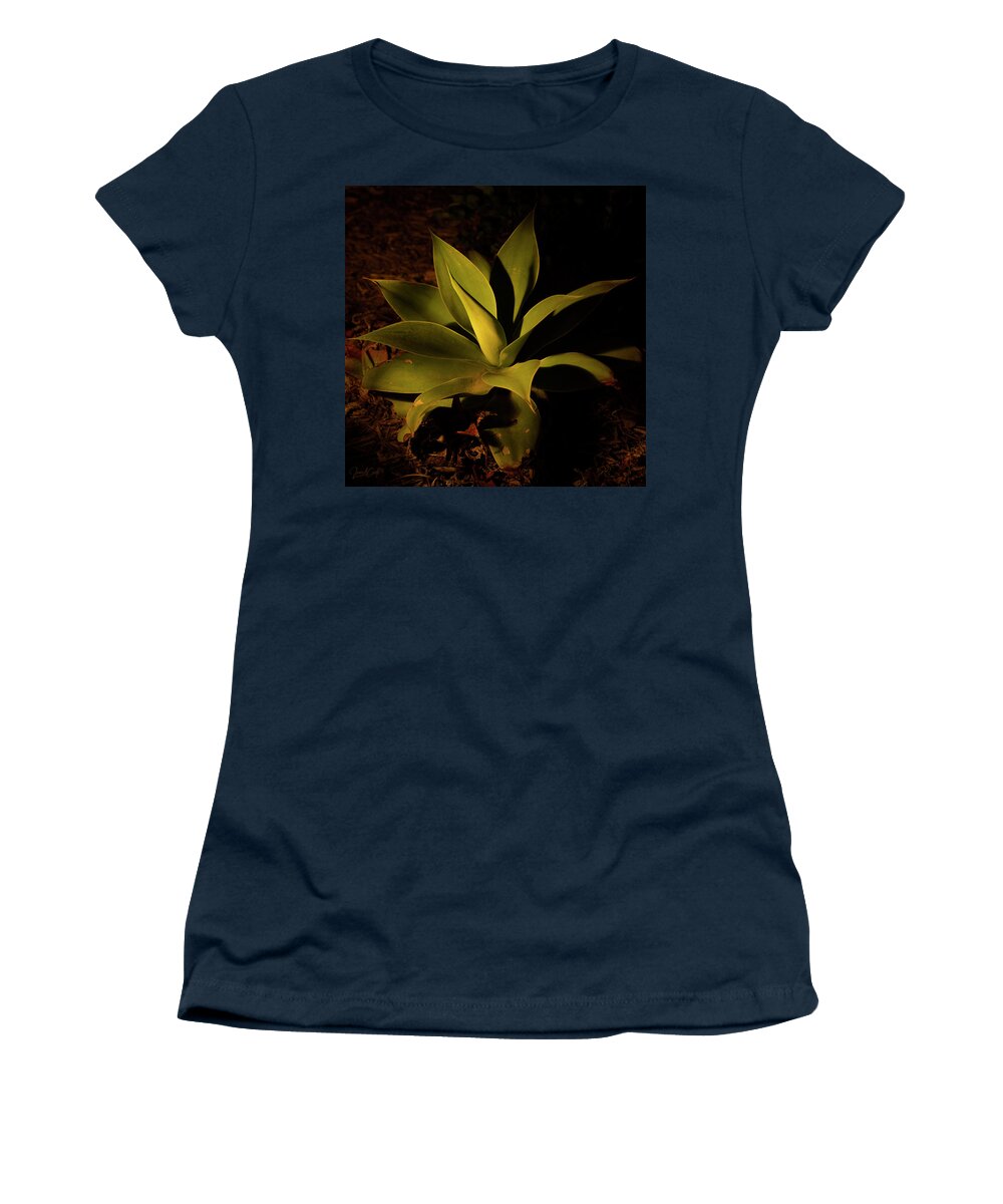 Artificial Light Women's T-Shirt featuring the photograph Courtyard Agave at Night #1 by James Covello