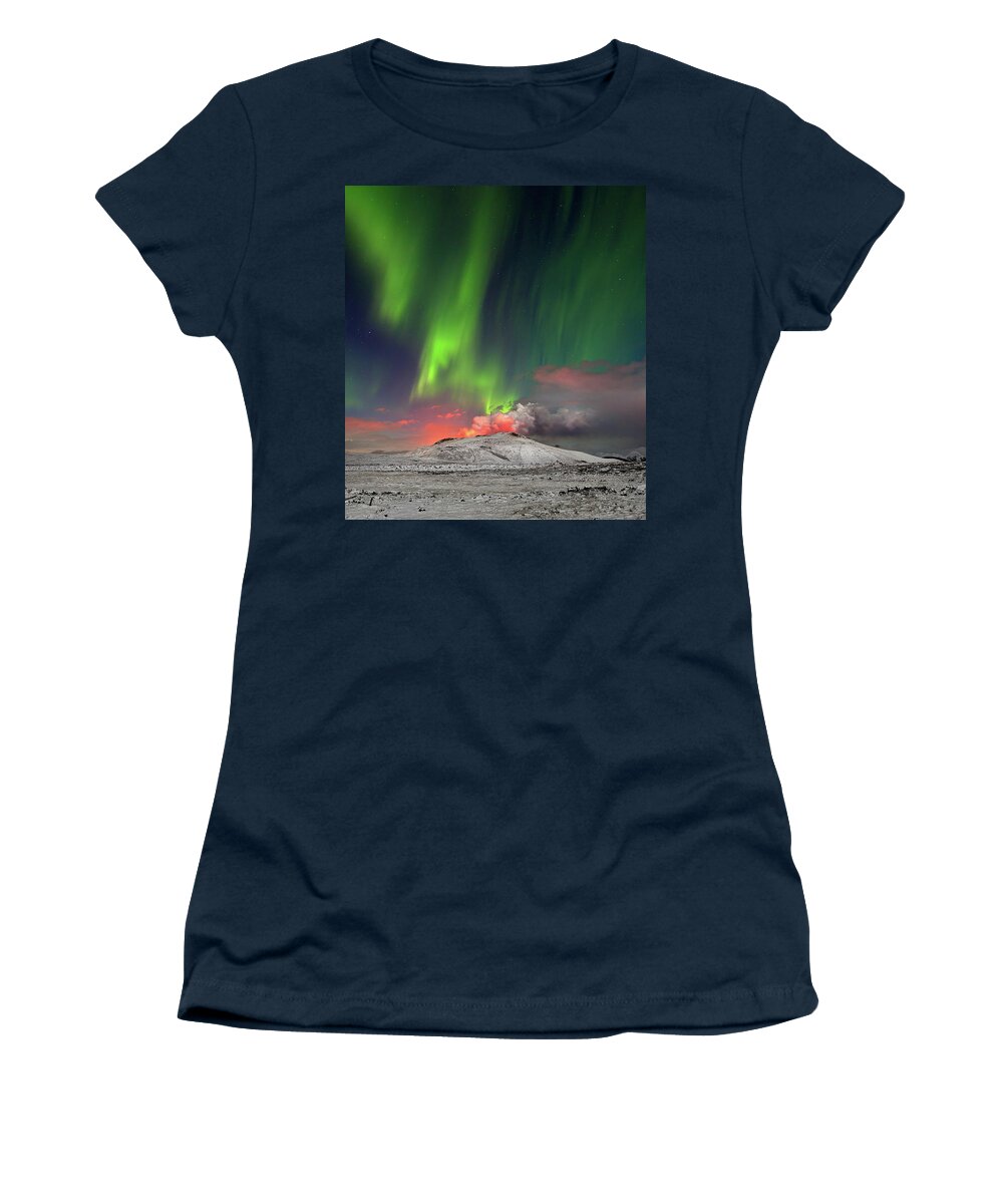 Iceland Women's T-Shirt featuring the photograph Fire and light #2 by Christopher Mathews
