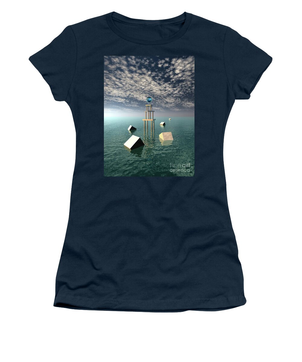 Clouds Women's T-Shirt featuring the digital art Glowing Blue Orb by Phil Perkins
