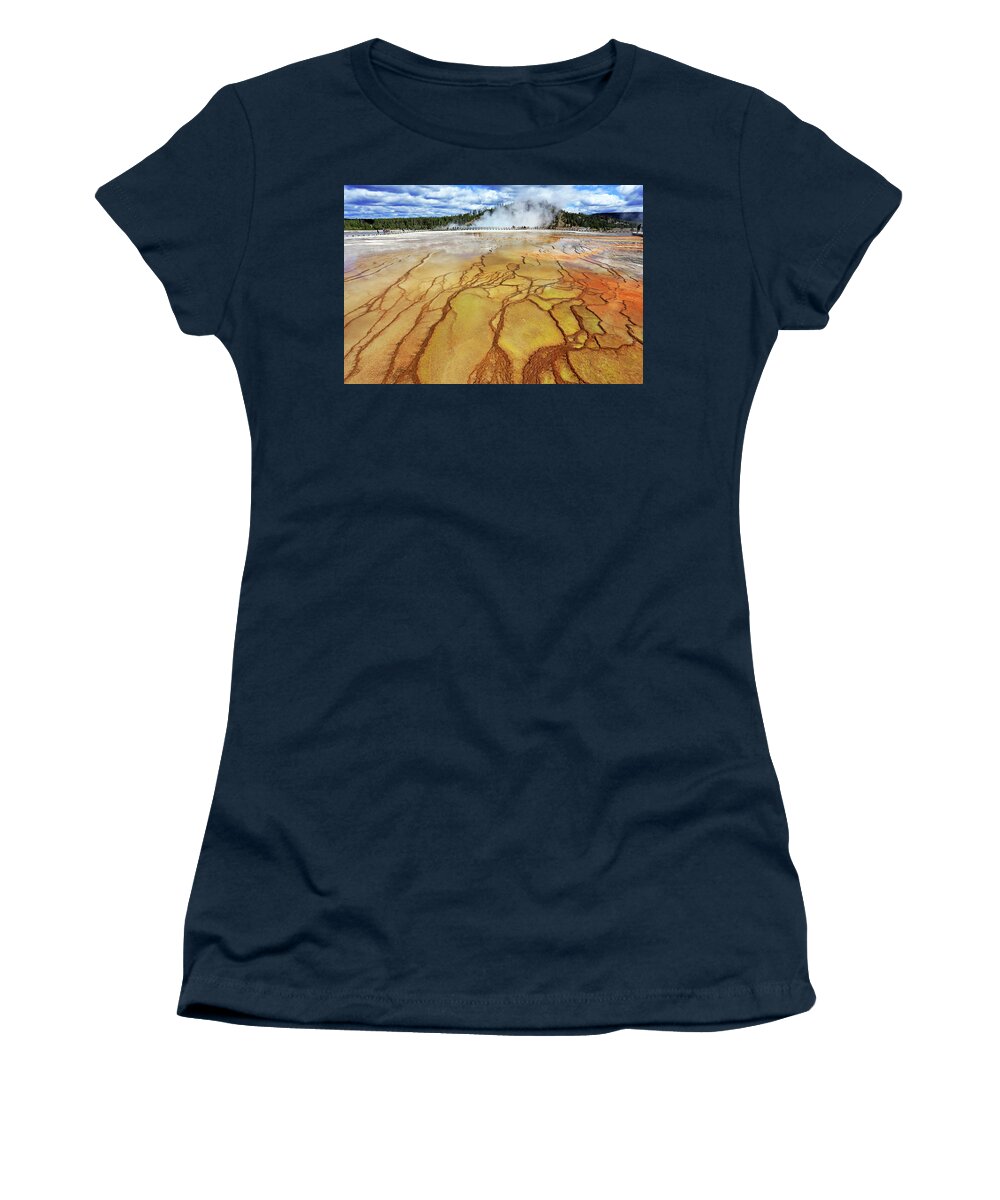 Grand Prismatic Spring Women's T-Shirt featuring the photograph Grand Prismatic Spring in Yellowstone #1 by Shixing Wen
