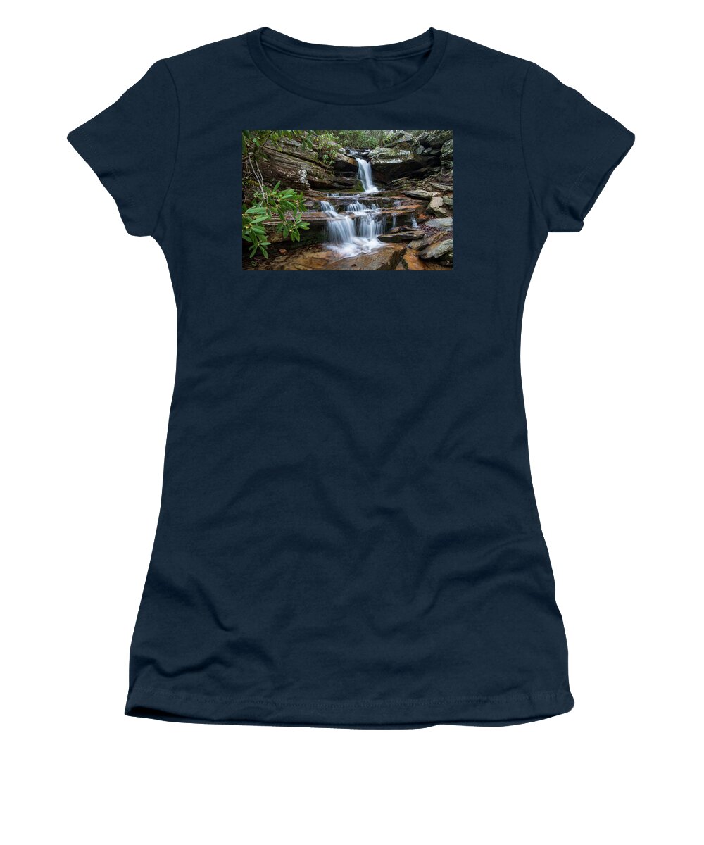 Hidden Falls. Hanging Rock State Park Women's T-Shirt featuring the photograph Hidden Falls by Chris Berrier
