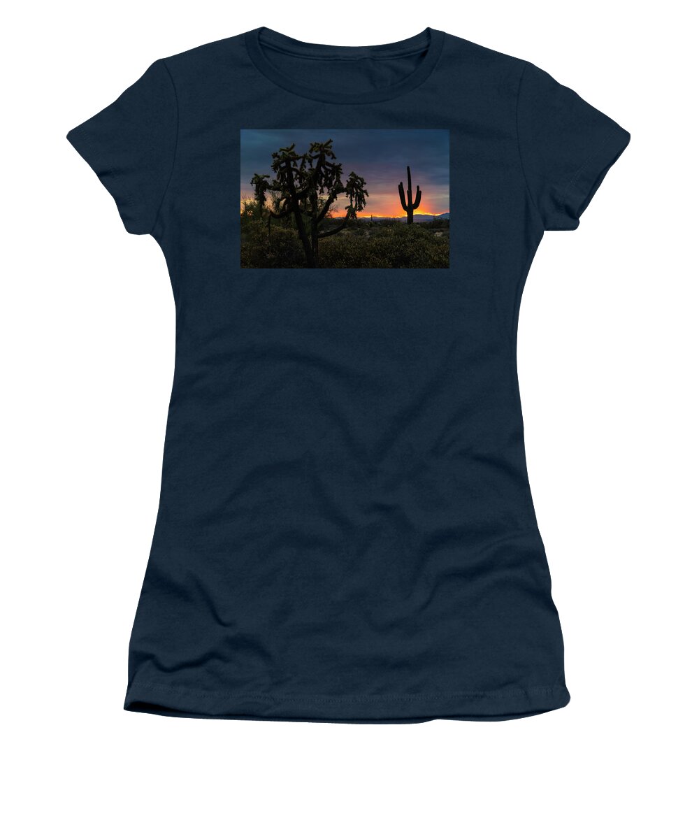 Saguaro Sunset Women's T-Shirt featuring the photograph Just Another Saguaro Sunset #1 by Saija Lehtonen