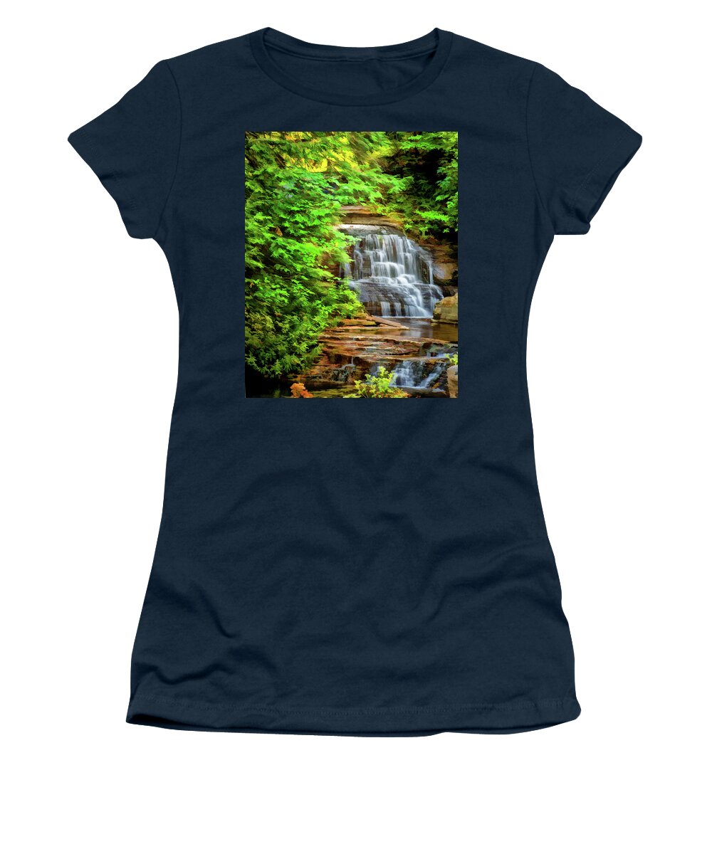 Robert H Treman Women's T-Shirt featuring the photograph Mill Falls by Monroe Payne