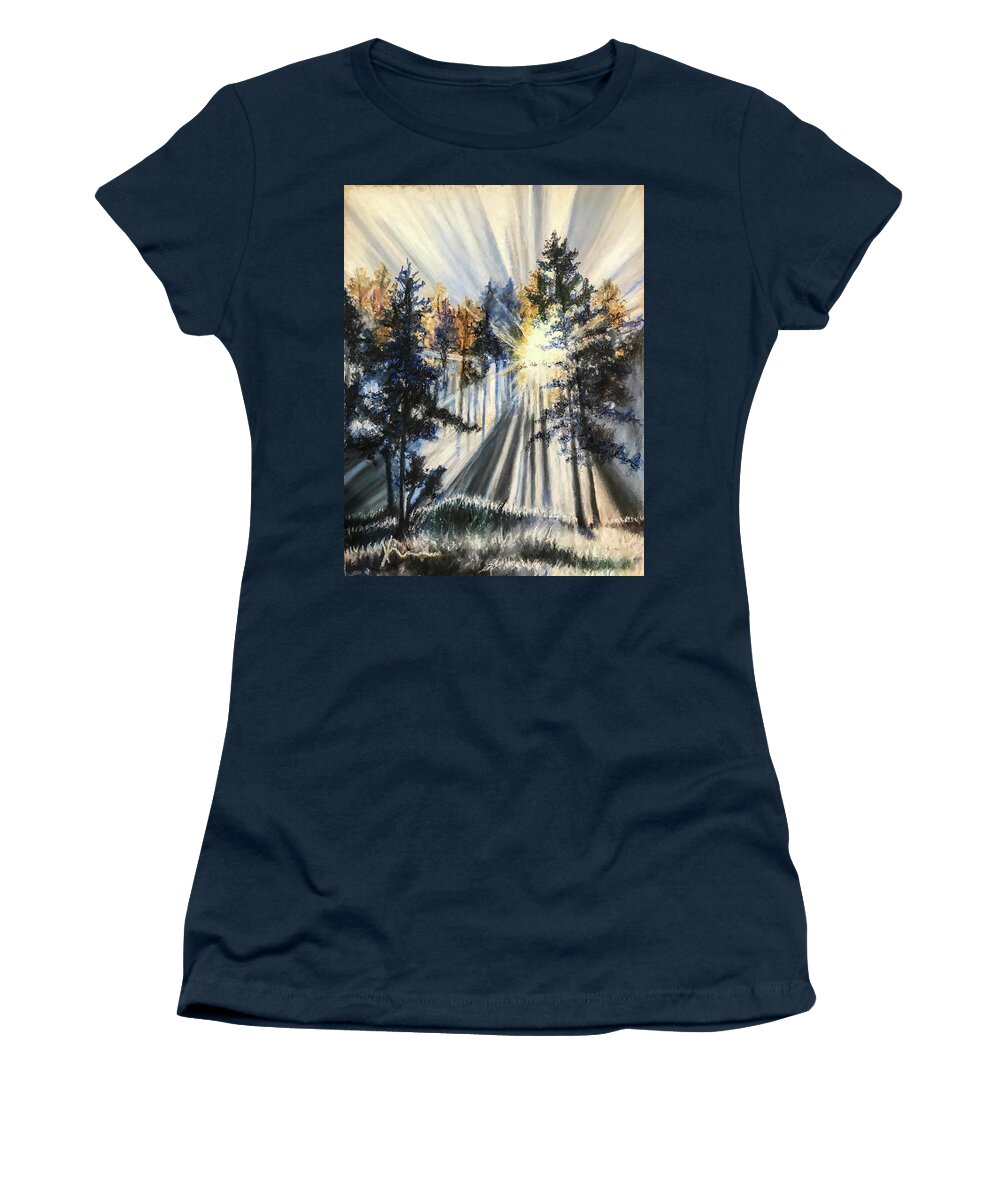 Oil Pastel Women's T-Shirt featuring the pastel Forest Glow 2 by Katrina Nixon