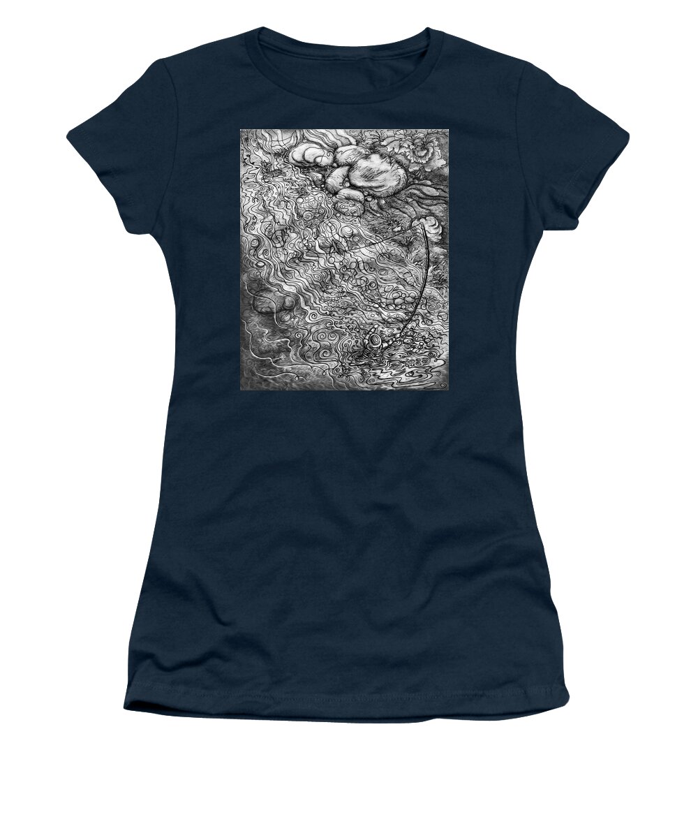 Photopolymer Women's T-Shirt featuring the drawing Mr Brown, The Coachman, and Me #1 by Michael Gross