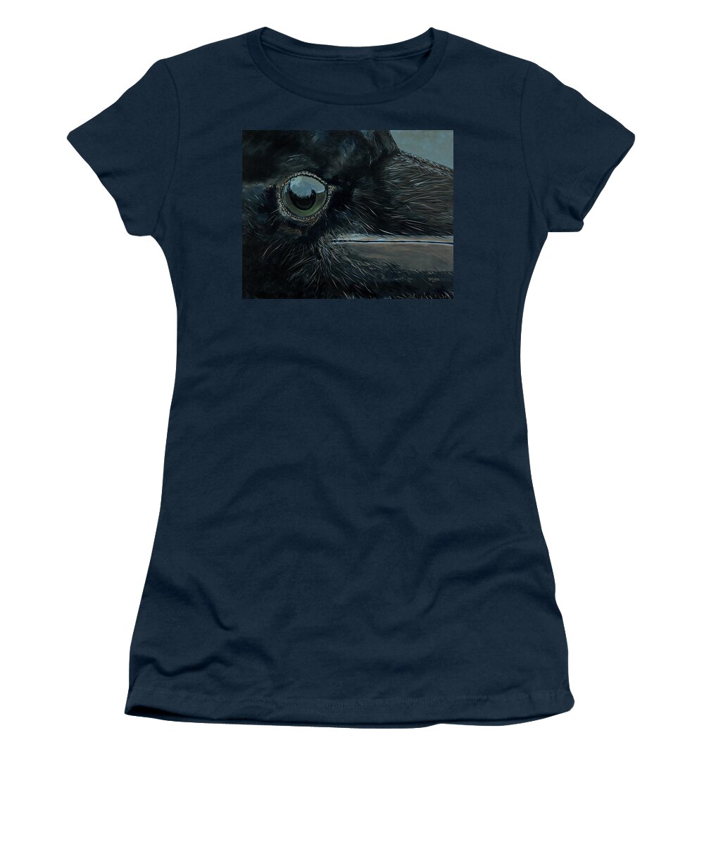 Raven Women's T-Shirt featuring the painting Raven's Eye by Les Herman