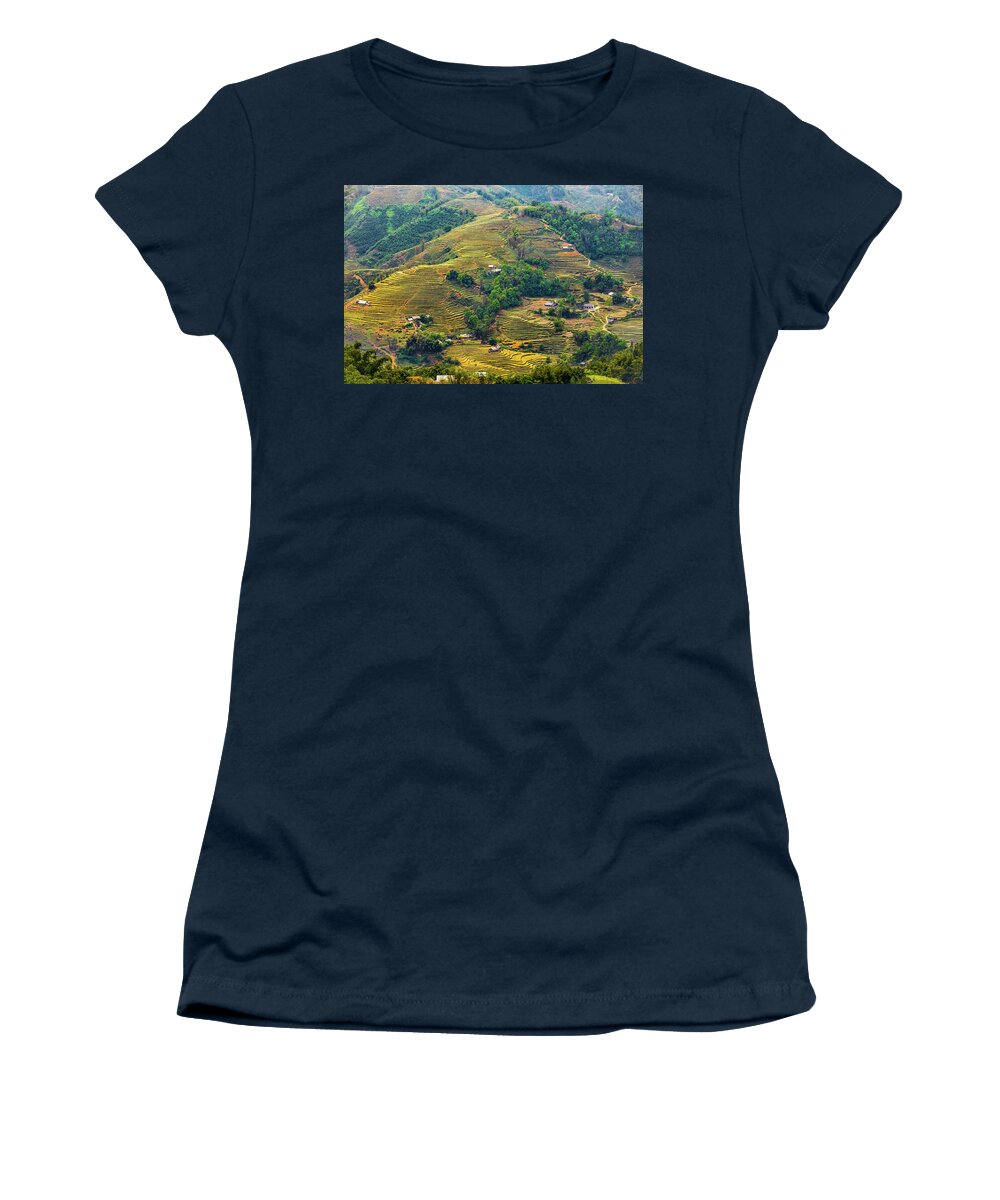 Black Women's T-Shirt featuring the photograph Rice Terraces in Sapa by Arj Munoz