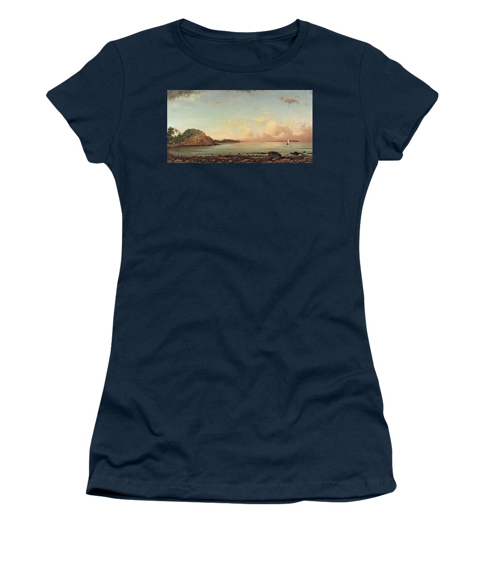 Manchester Women's T-Shirt featuring the painting Singing Beach, Manchester #1 by Martin Johnson Heade
