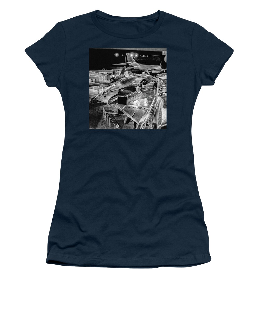 Sr-71 Women's T-Shirt featuring the photograph SR-71 Blackbird At The Dayton Air Force Museum by Dave Morgan