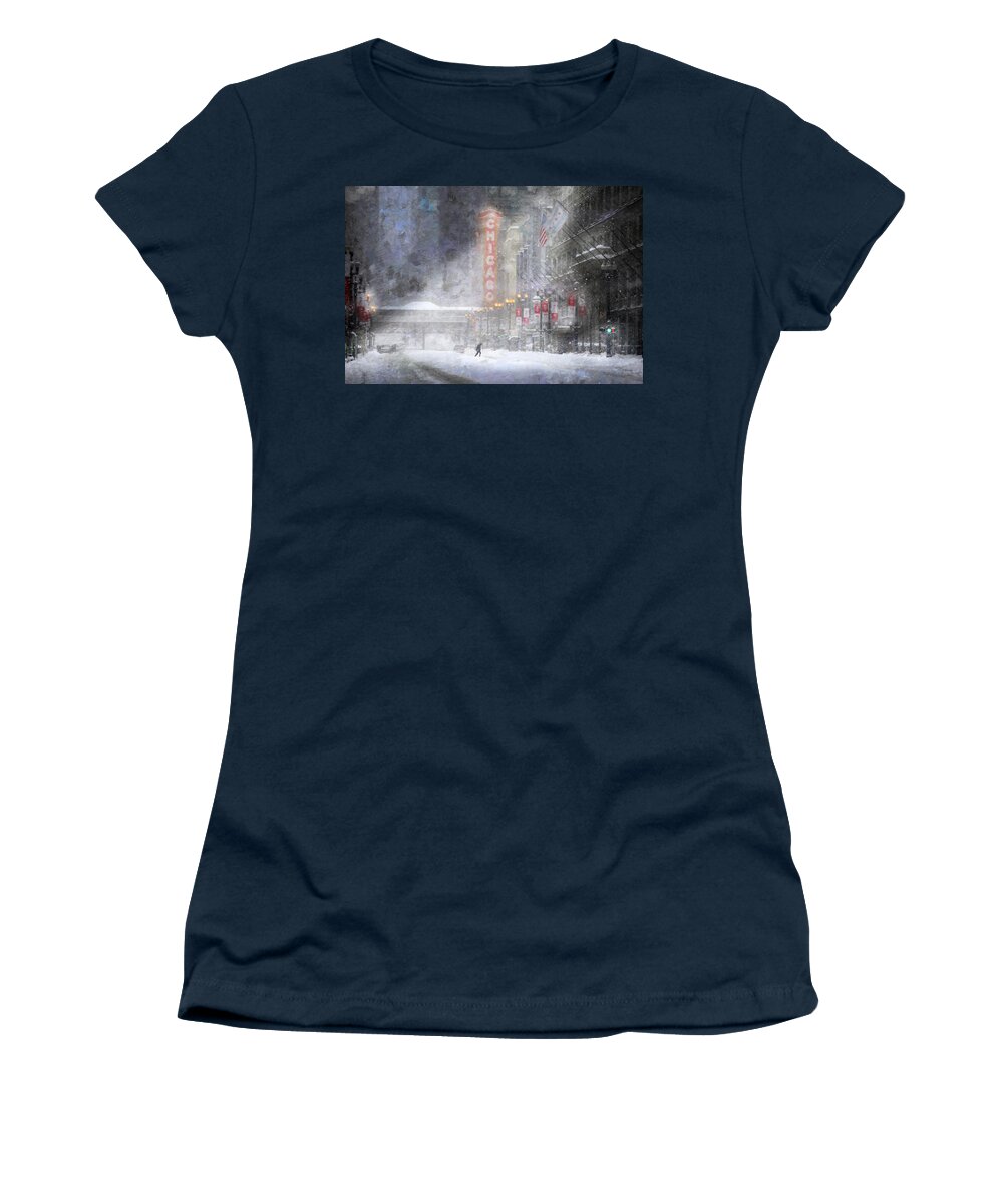 State Street Women's T-Shirt featuring the painting State Street Snow by Glenn Galen