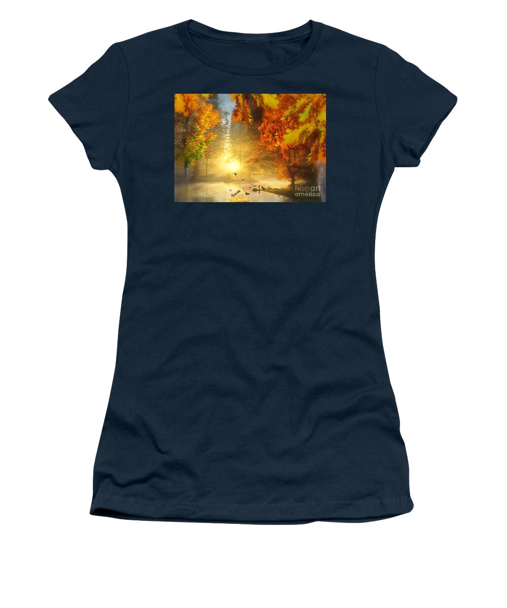 Autumn Women's T-Shirt featuring the mixed media Such a Perfect Day #2 by Morag Bates