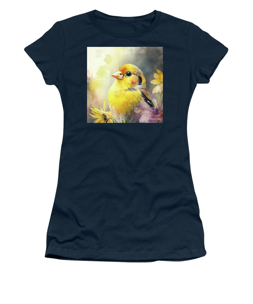 American Goldfinch Women's T-Shirt featuring the painting Sweet Yellow Goldfinch by Tina LeCour