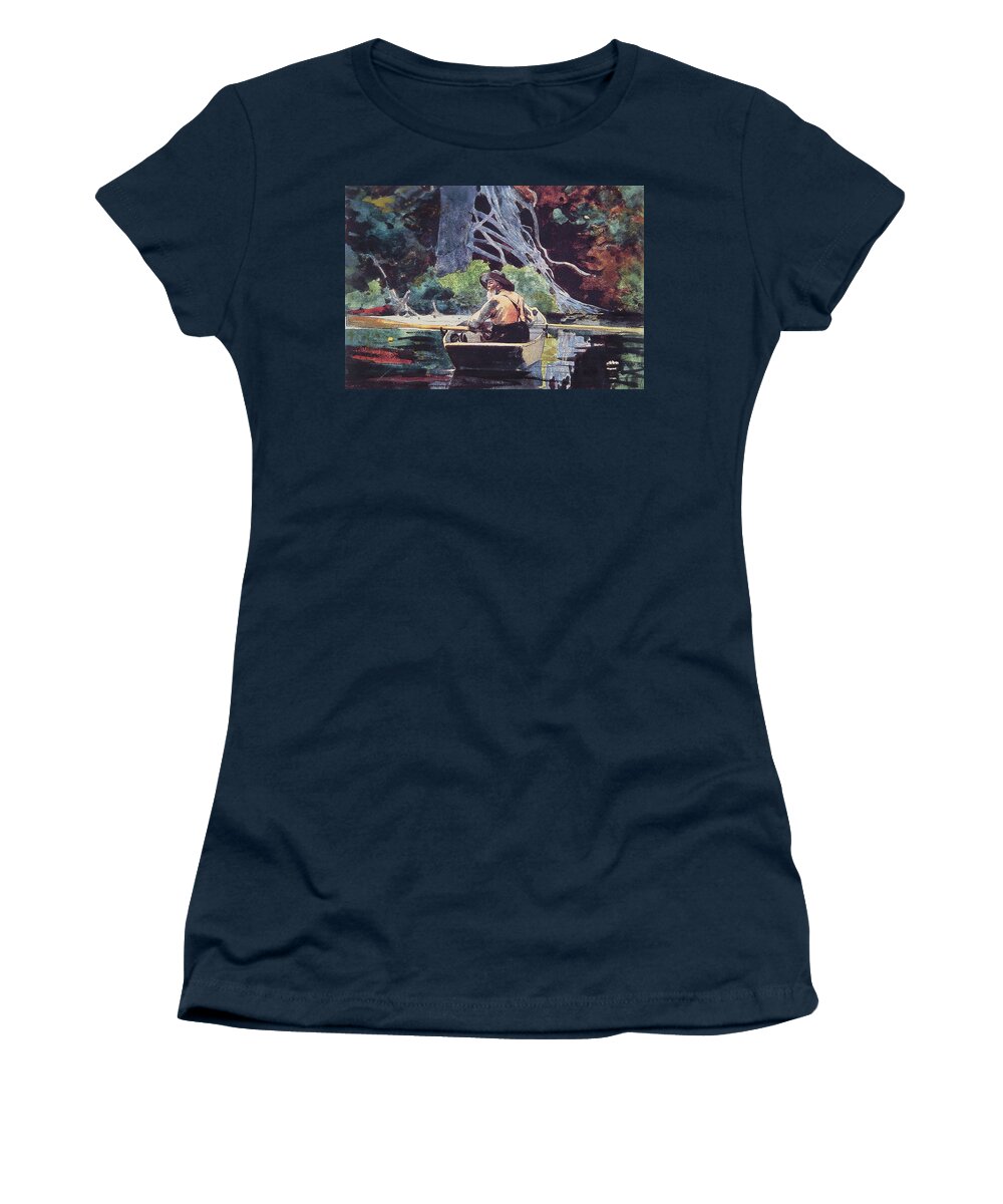 Row Boat Women's T-Shirt featuring the photograph The Adirondack Guide #1 by Winslow Homer