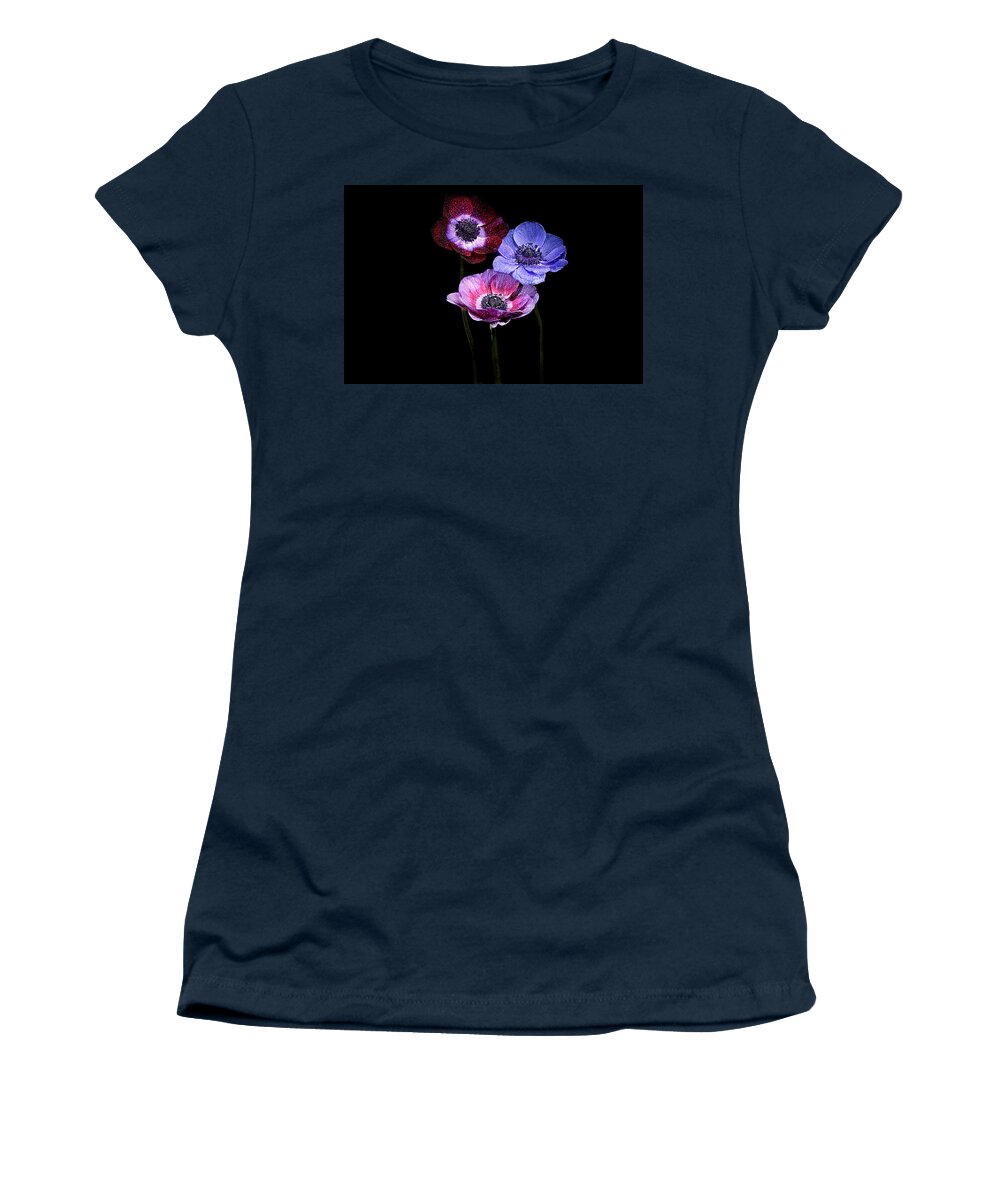 Tulip Women's T-Shirt featuring the photograph The Anemone Trio #1 by Judi Kubes