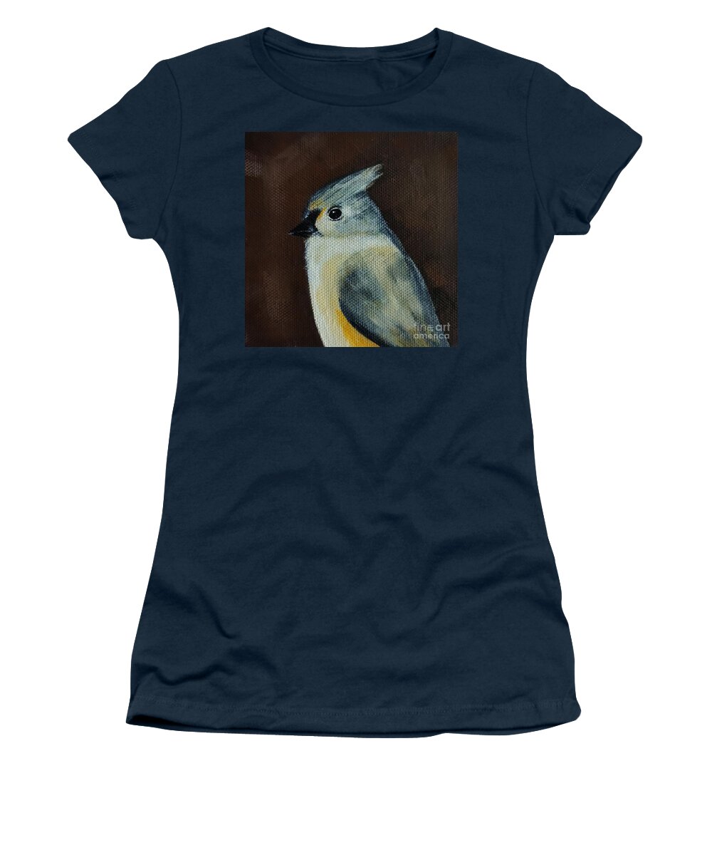 Tufted Titmouse Women's T-Shirt featuring the painting Tufted Titmouse II by Lisa Dionne