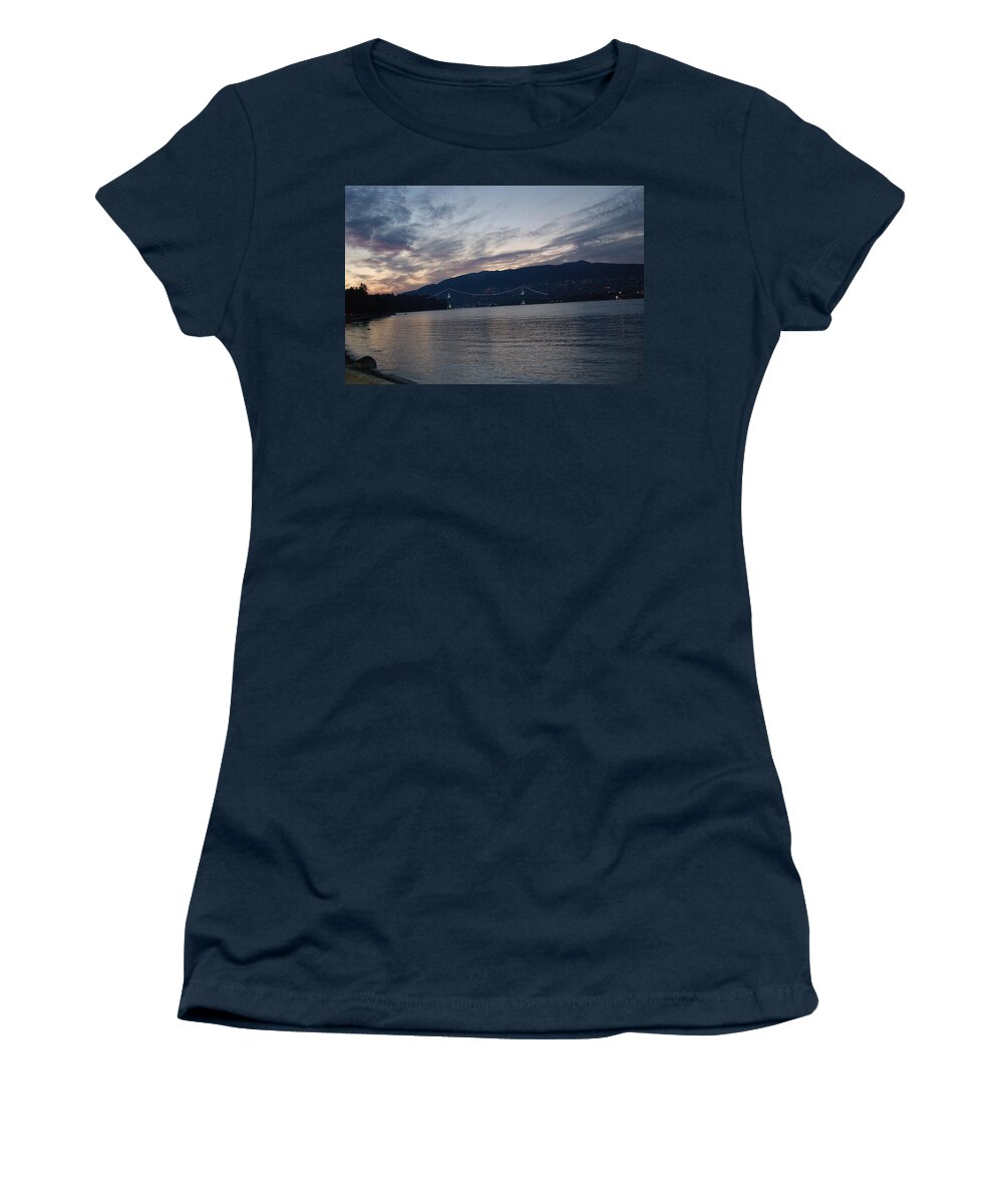 Night Women's T-Shirt featuring the photograph Vancouver at Night Canada Place #2 by James Cousineau