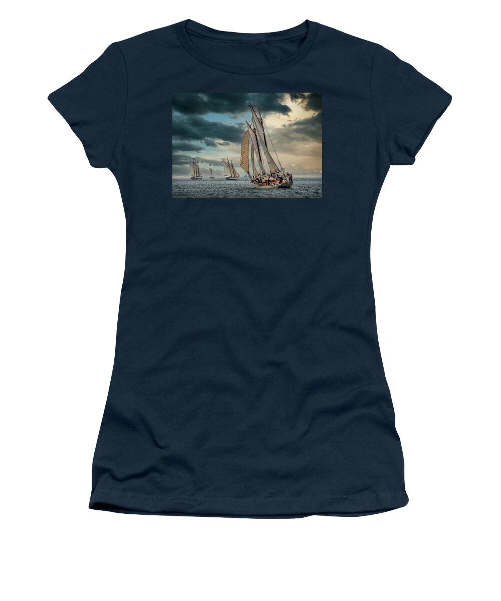  Women's T-Shirt featuring the photograph Windjammer Fleet by Fred LeBlanc