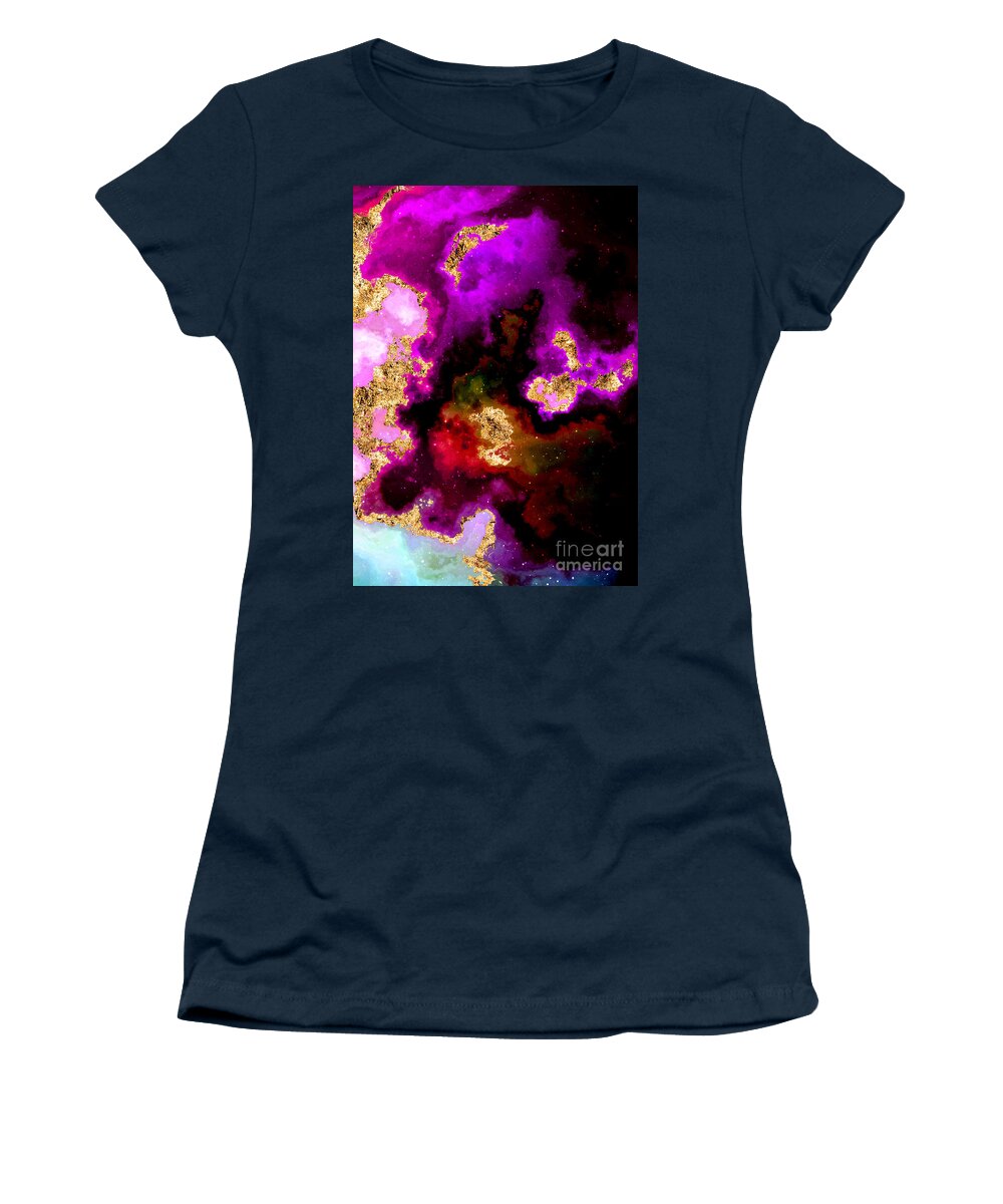 Holyrockarts Women's T-Shirt featuring the mixed media 100 Starry Nebulas in Space Abstract Digital Painting 008 by Holy Rock Design