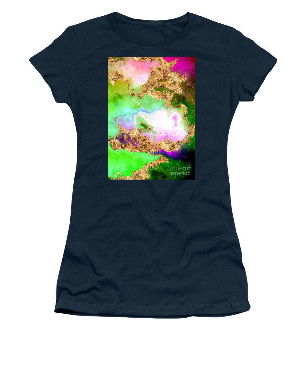 Holyrockarts Women's T-Shirt featuring the mixed media 100 Starry Nebulas in Space Abstract Digital Painting 010 by Holy Rock Design