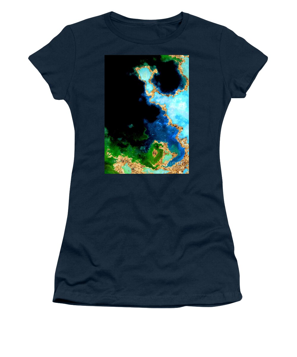 Holyrockarts Women's T-Shirt featuring the mixed media 100 Starry Nebulas in Space Abstract Digital Painting 040 by Holy Rock Design