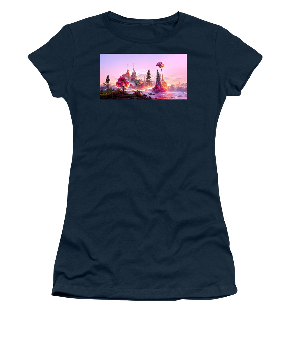 A Beautifully Strange Painting Of A Gorgeous Landscape Women's T-Shirt featuring the digital art Gorgeous Landscape 02 by Frederick Butt