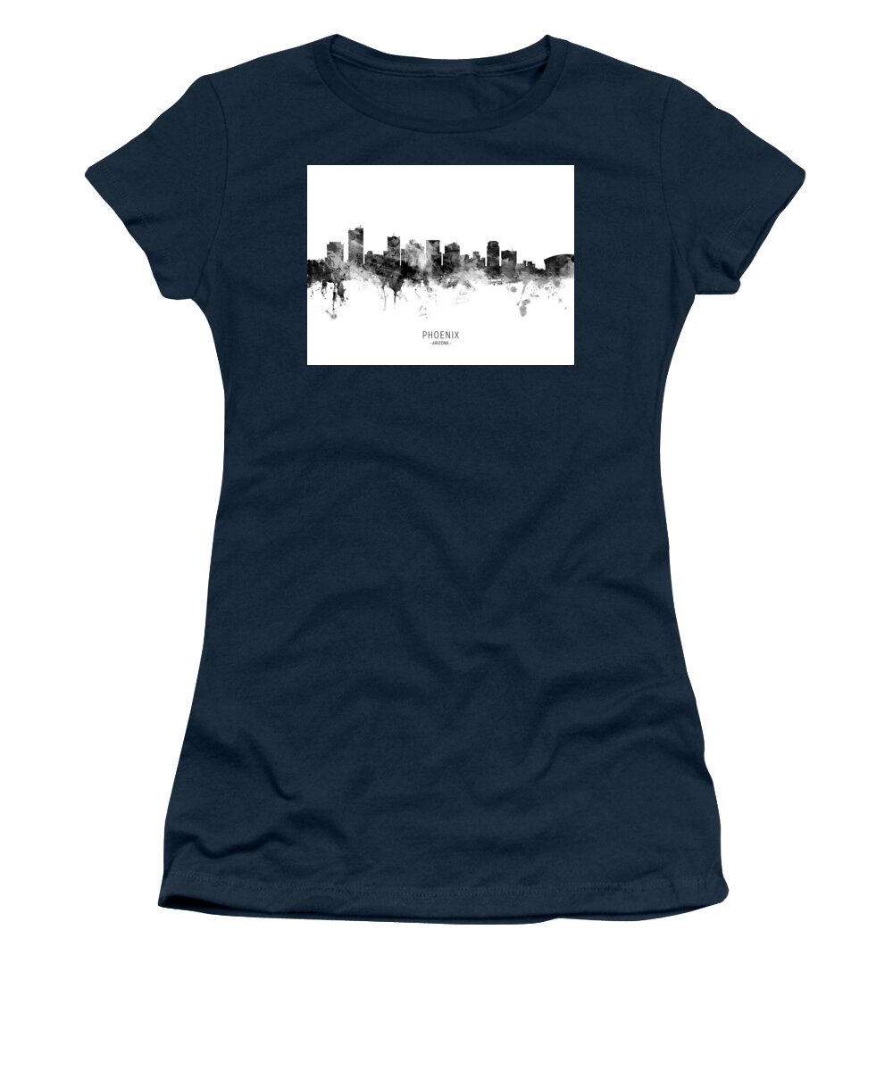 Phoenix Women's T-Shirt featuring the digital art Phoenix Arizona Skyline #11 by Michael Tompsett