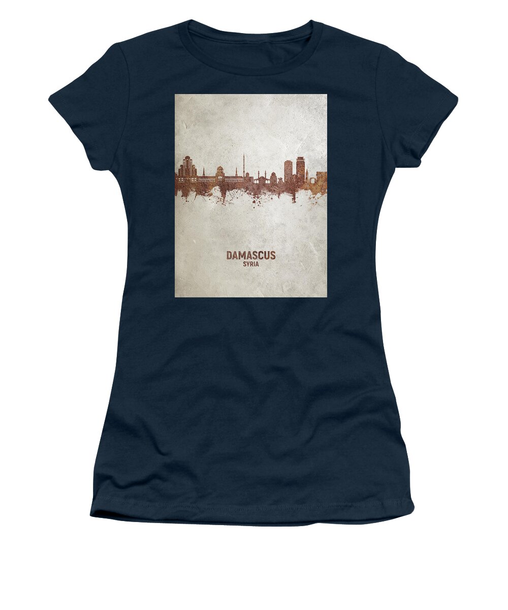 Damascus Women's T-Shirt featuring the digital art Damascus Syria Skyline #18 by Michael Tompsett