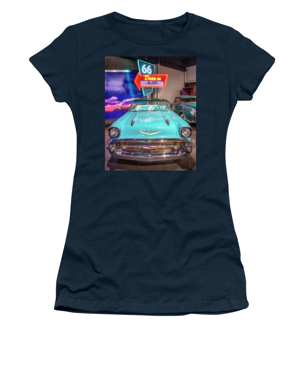 57 Chevy Women's T-Shirt featuring the photograph 1957 Chevrolet Bel Air Convertible by Susan Rissi Tregoning