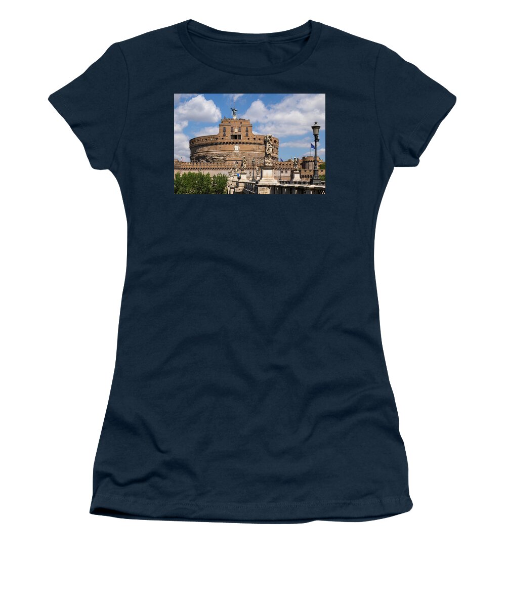 Castel Women's T-Shirt featuring the photograph Castle of the Holy Angel in Rome #2 by Artur Bogacki