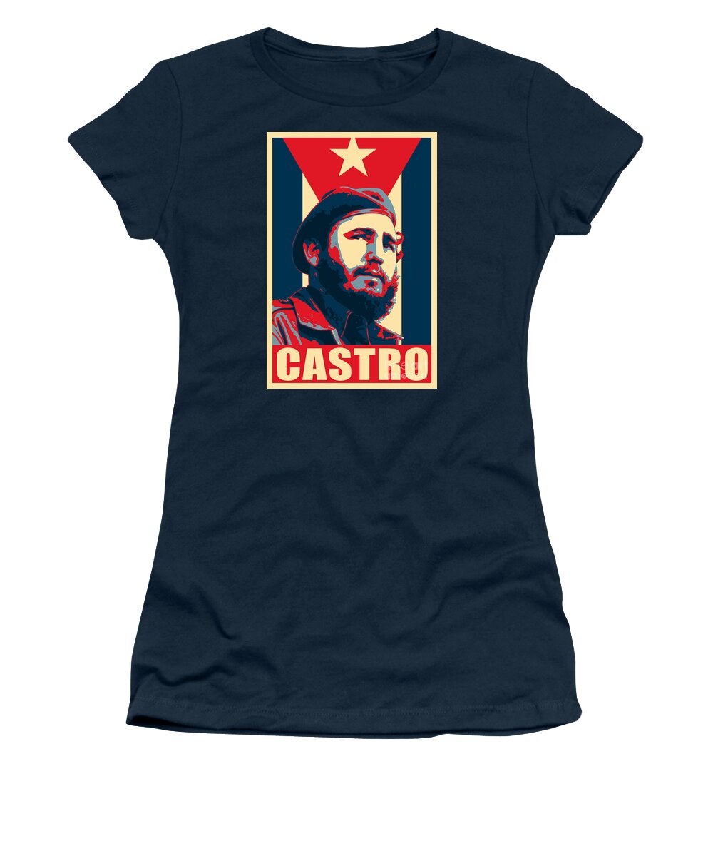 Fidel Women's T-Shirt featuring the digital art Fidel Castro Propaganda Poster by Filip Schpindel