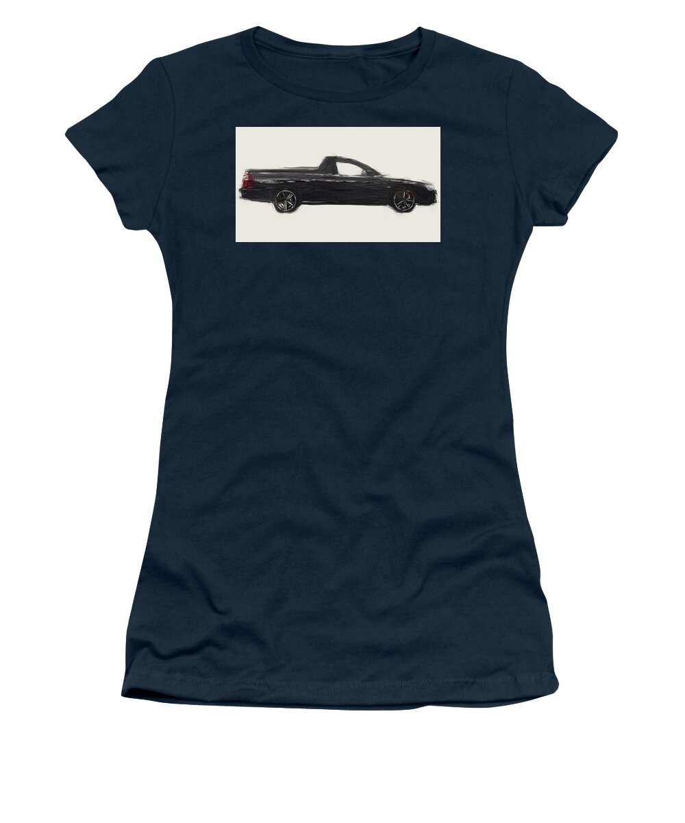 Holden Women's T-Shirt featuring the digital art Holden Ute SS Thunder Car Drawing #2 by CarsToon Concept