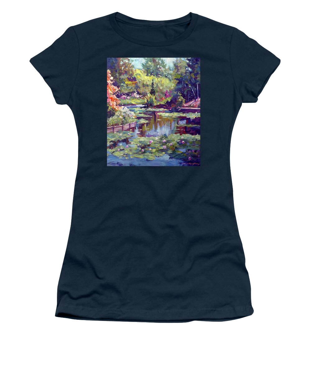 Lakes Women's T-Shirt featuring the painting Reflecting Pond #2 by David Lloyd Glover