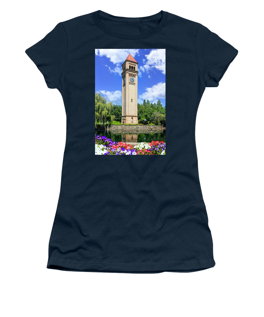 Great Women's T-Shirt featuring the photograph Spokane Clock Tower #2 by Chris Smith