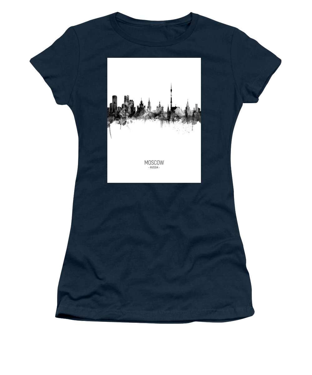 Moscow Women's T-Shirt featuring the digital art Moscow Russia Skyline #22 by Michael Tompsett