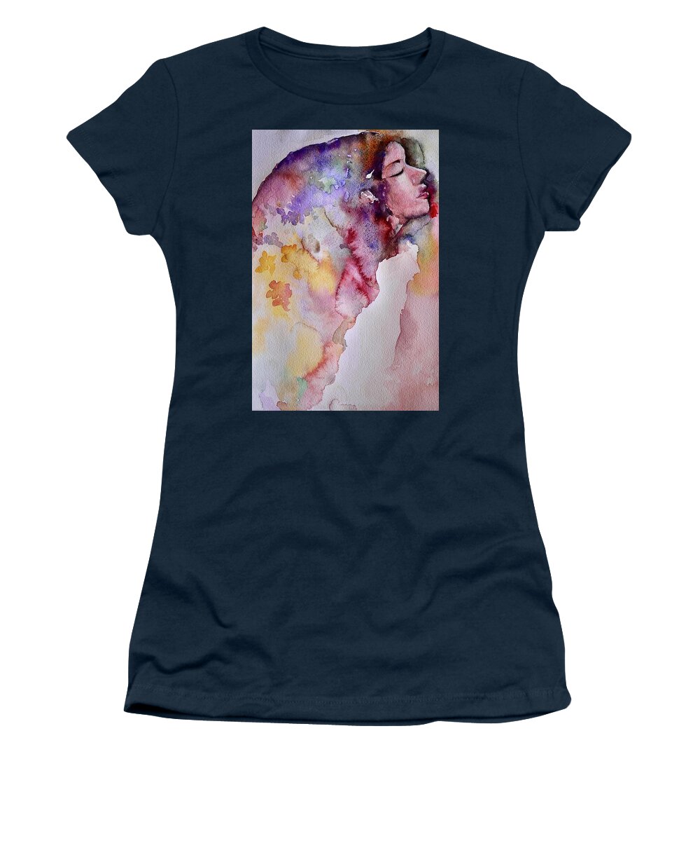 Dreaming Women's T-Shirt featuring the painting Dreaming #3 by Mikyong Rodgers