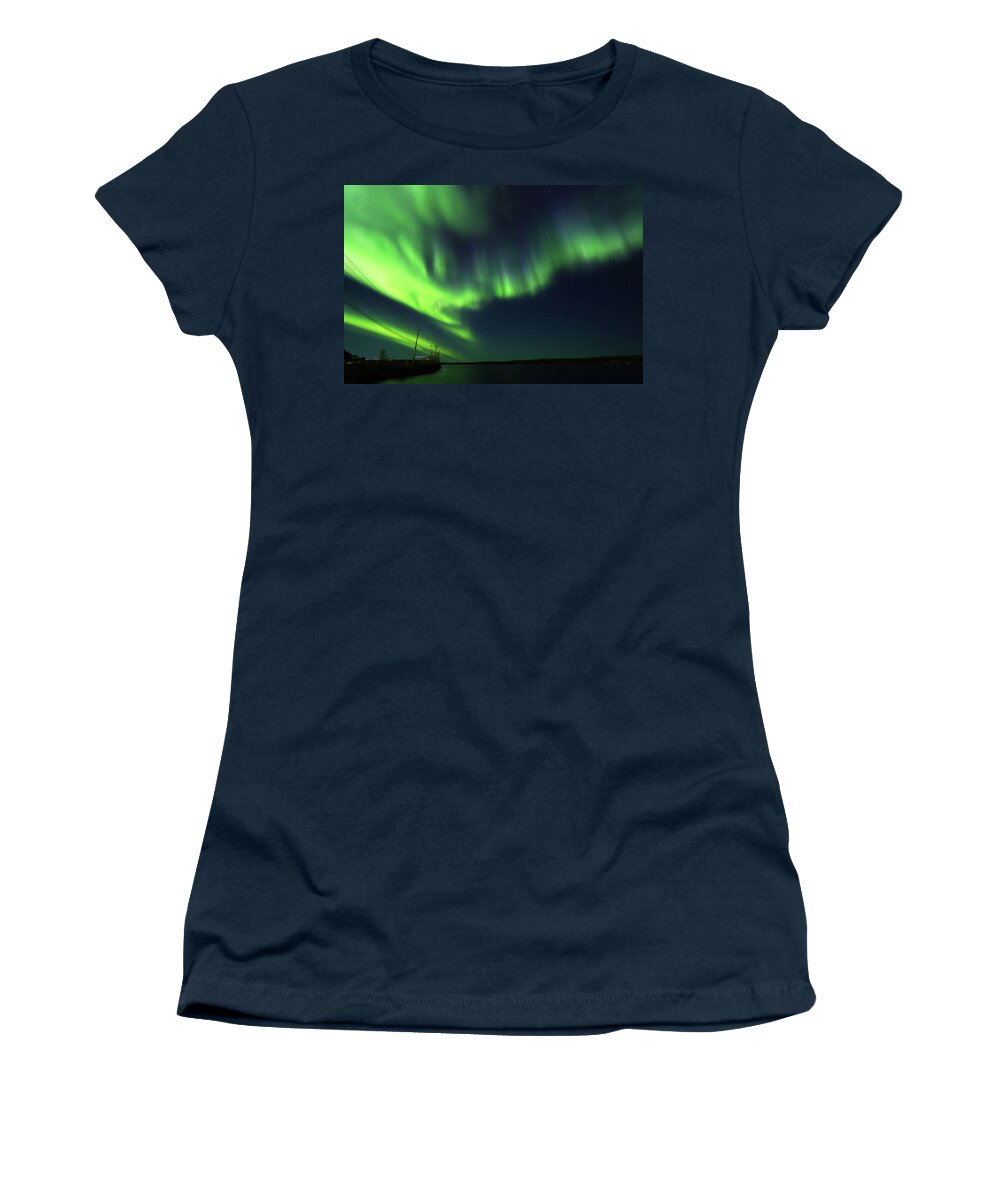 Northern Lights Women's T-Shirt featuring the photograph Northern Lights #3 by Shixing Wen