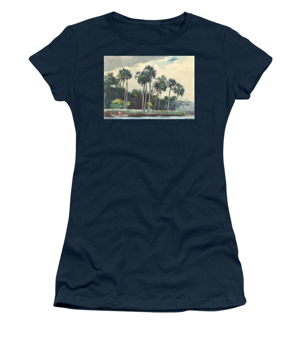 Winslow Homer Women's T-Shirt featuring the drawing Red Shirt, Homosassa, Florida by Winslow Homer