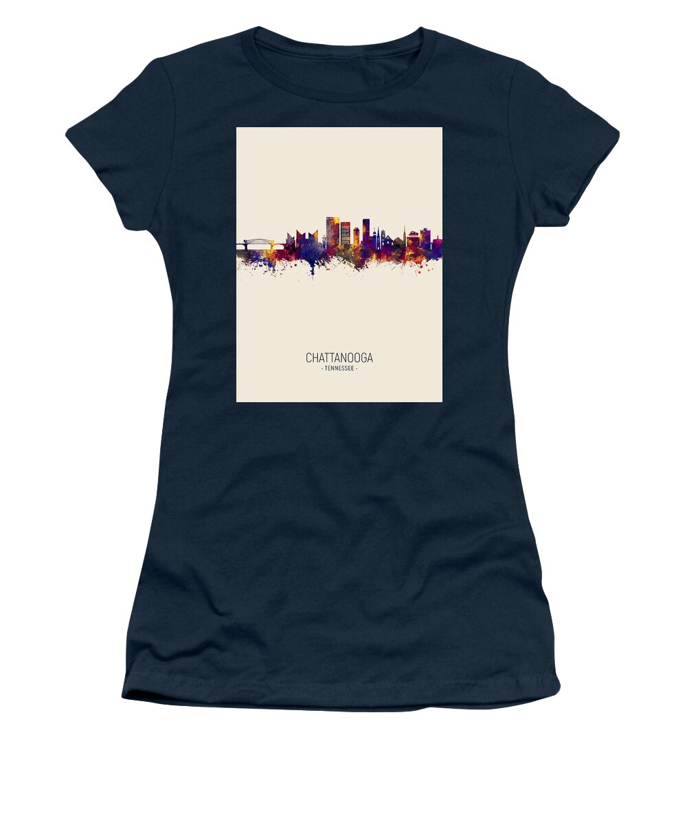 Chattanooga Women's T-Shirt featuring the digital art Chattanooga Tennessee Skyline #4 by Michael Tompsett