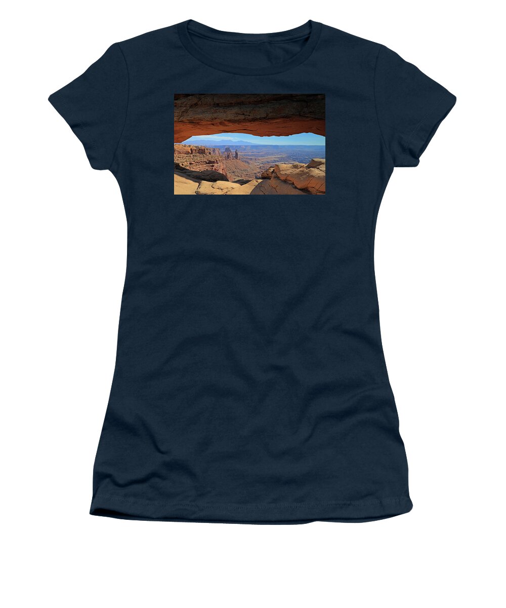 Canyonlands Women's T-Shirt featuring the photograph Canyonlands National Park - View from Mesa Arch by Richard Krebs