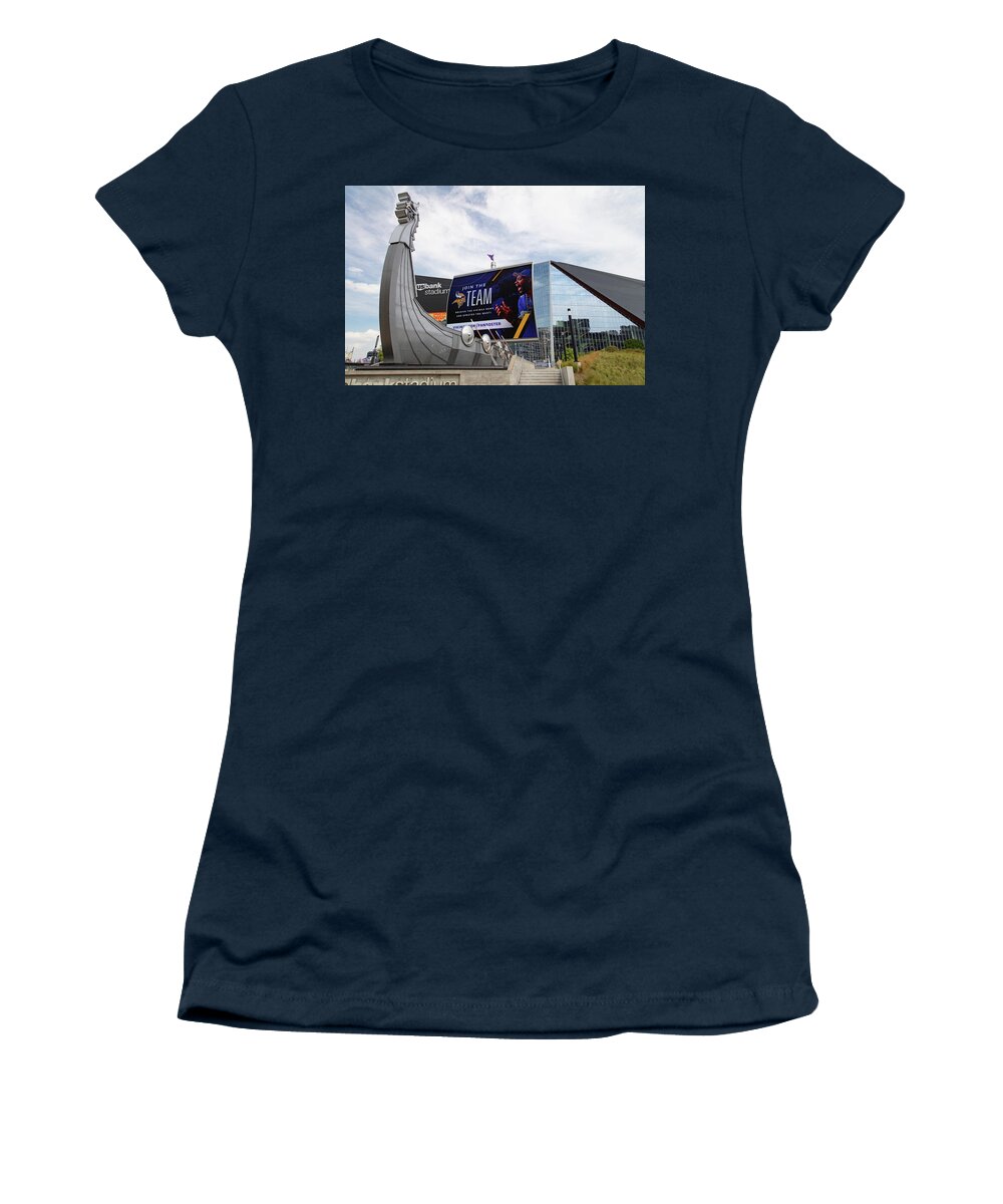 Eldon Mcgraw Media Women's T-Shirt featuring the photograph Minnesota Vikings US Bank Stadium in Minneapolis Minnesota #5 by Eldon McGraw