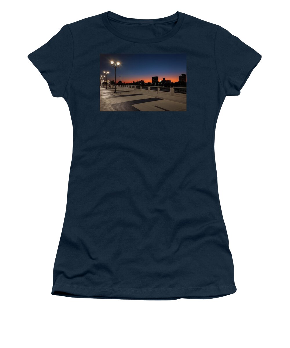 Sunset Women's T-Shirt featuring the photograph 5th Street Bridge Sunset-1 by John Kirkland