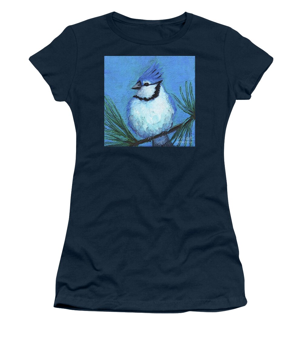 Blue Women's T-Shirt featuring the painting 6 Blue Jay by Victoria Page